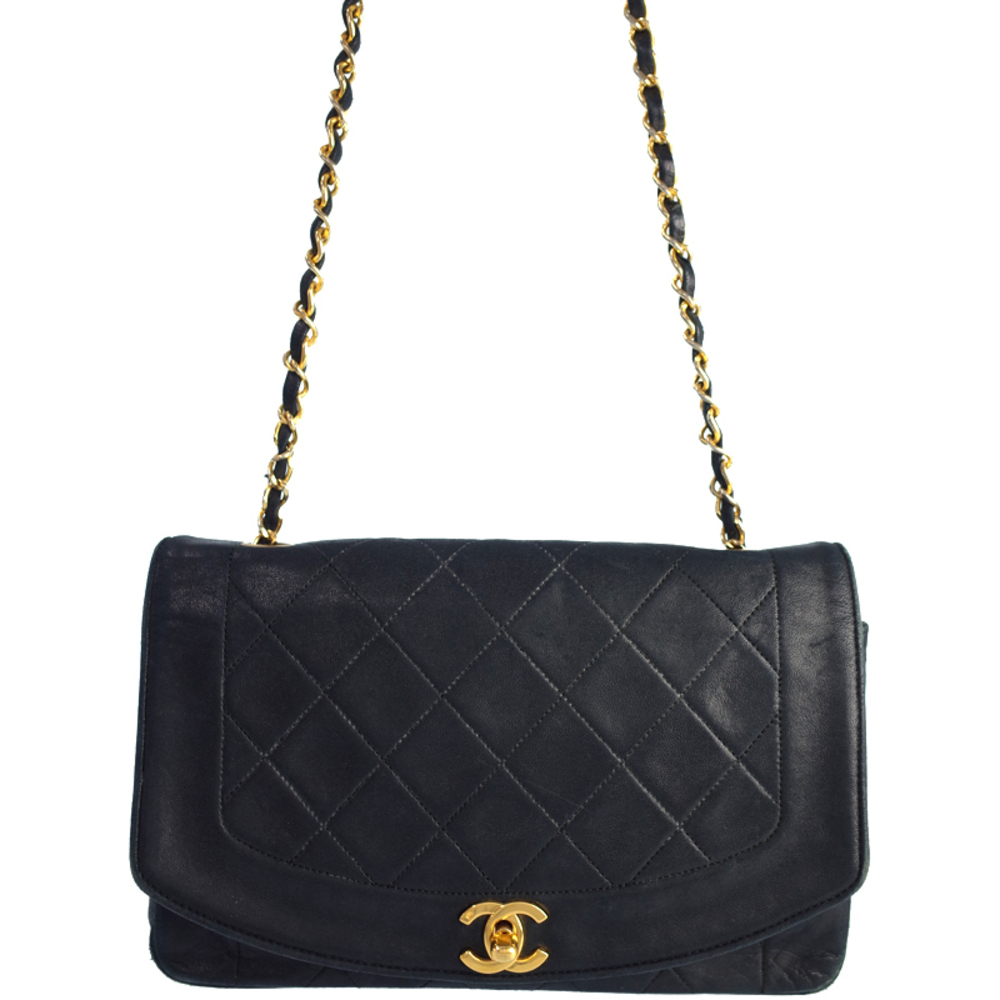 Chanel Diana Chain Shoulder Bag Black
